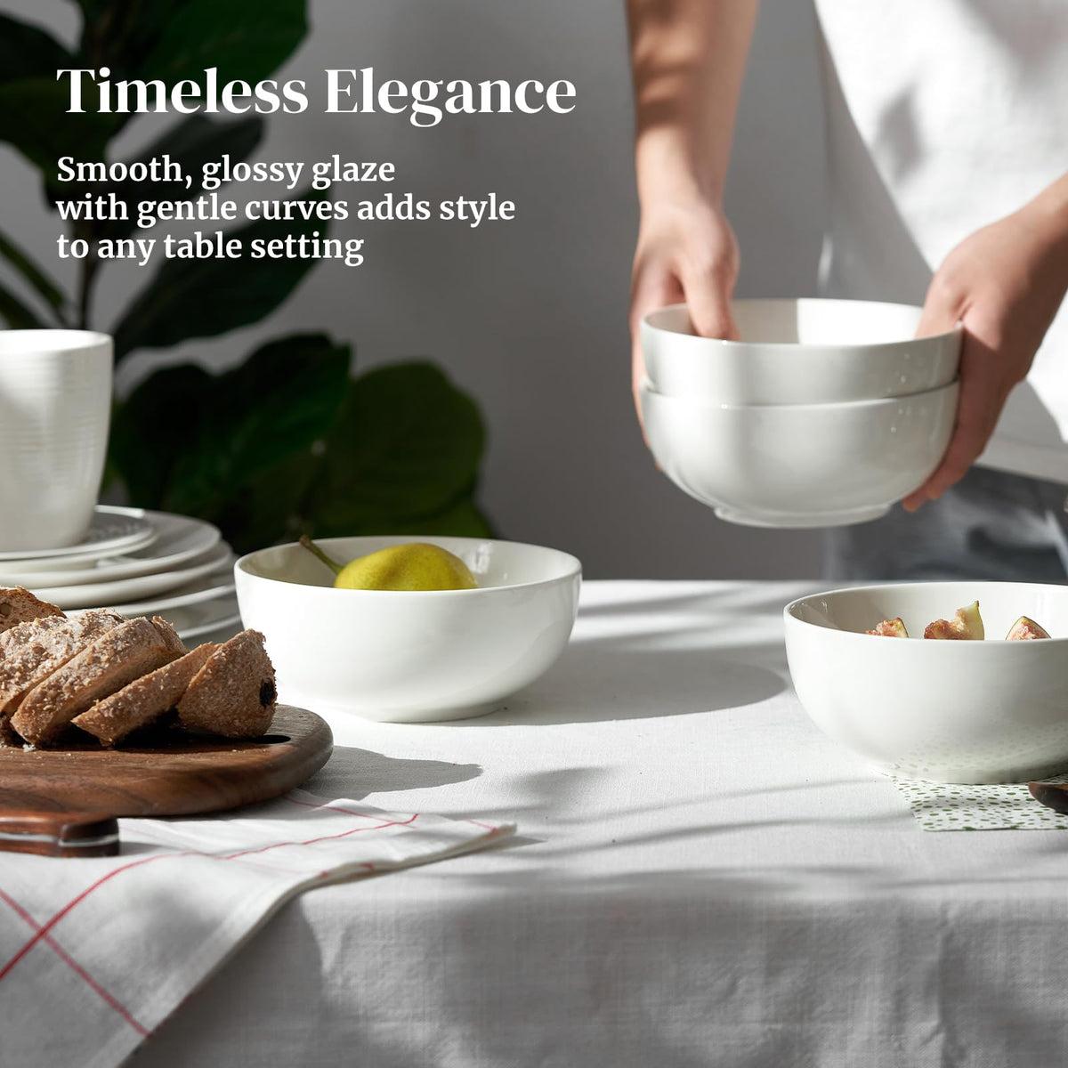 White Ceramic Bowls Set of 4 F634309
