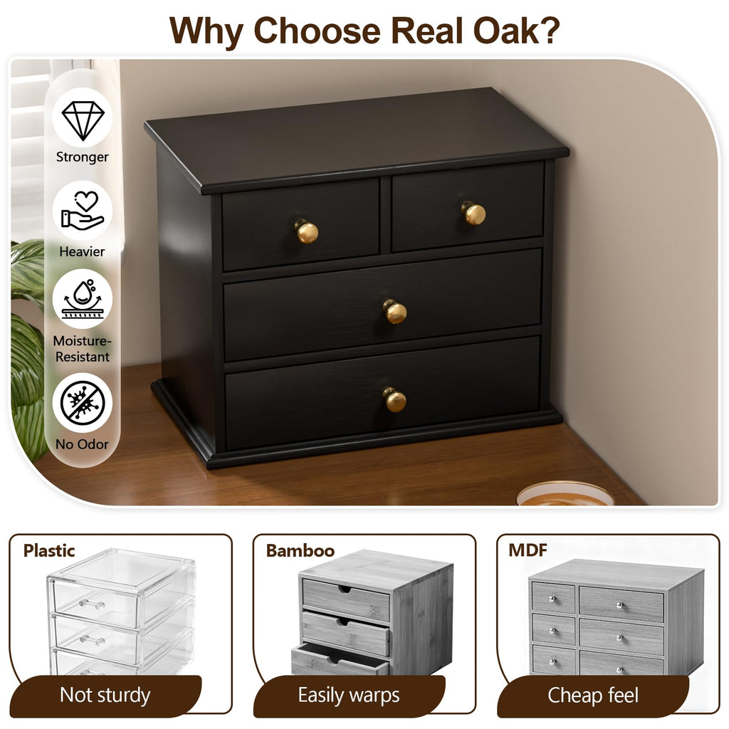 Oak Wooden Desk Organizer with Drawers O881