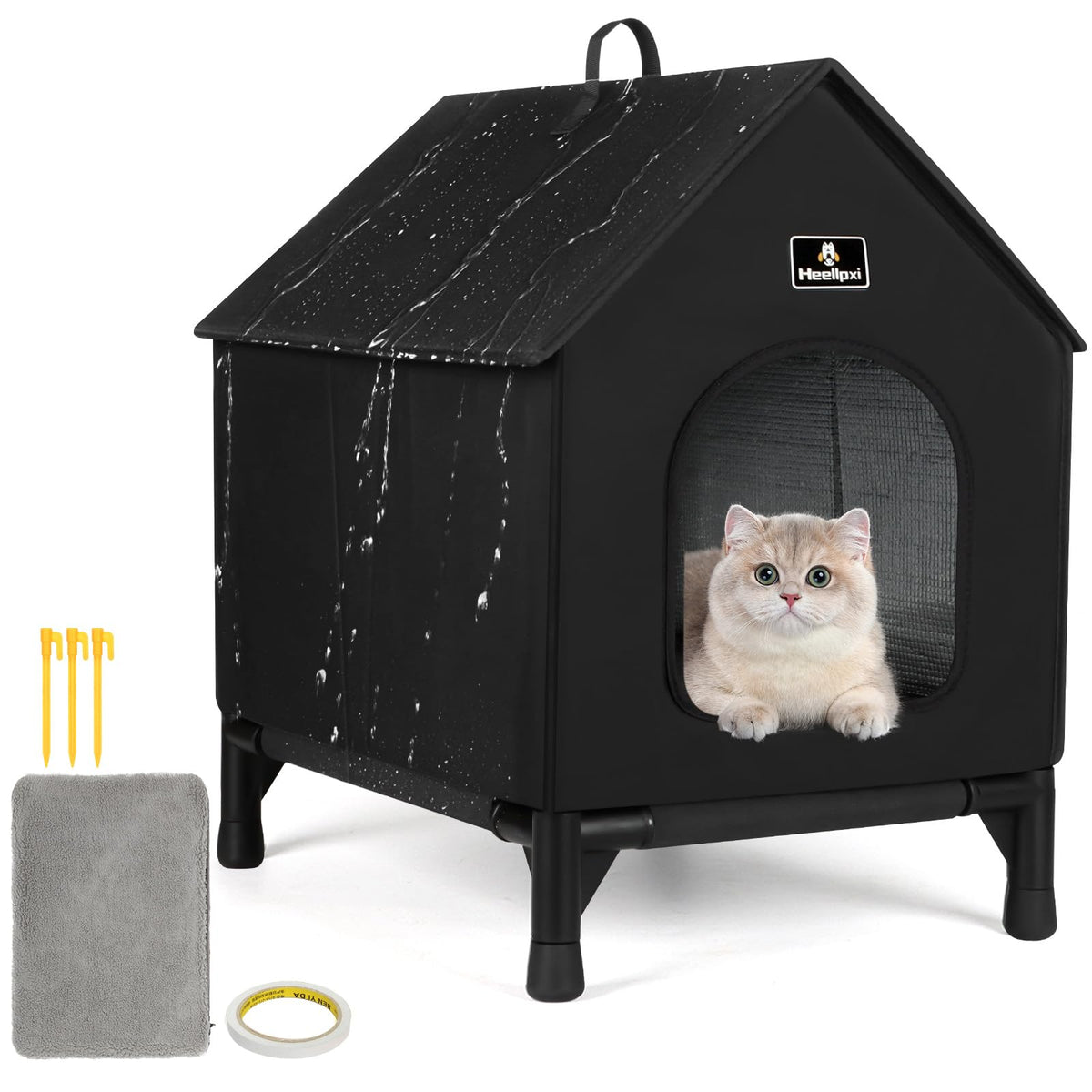 Outdoor Insulated Cat House with Removable Mat A51480
