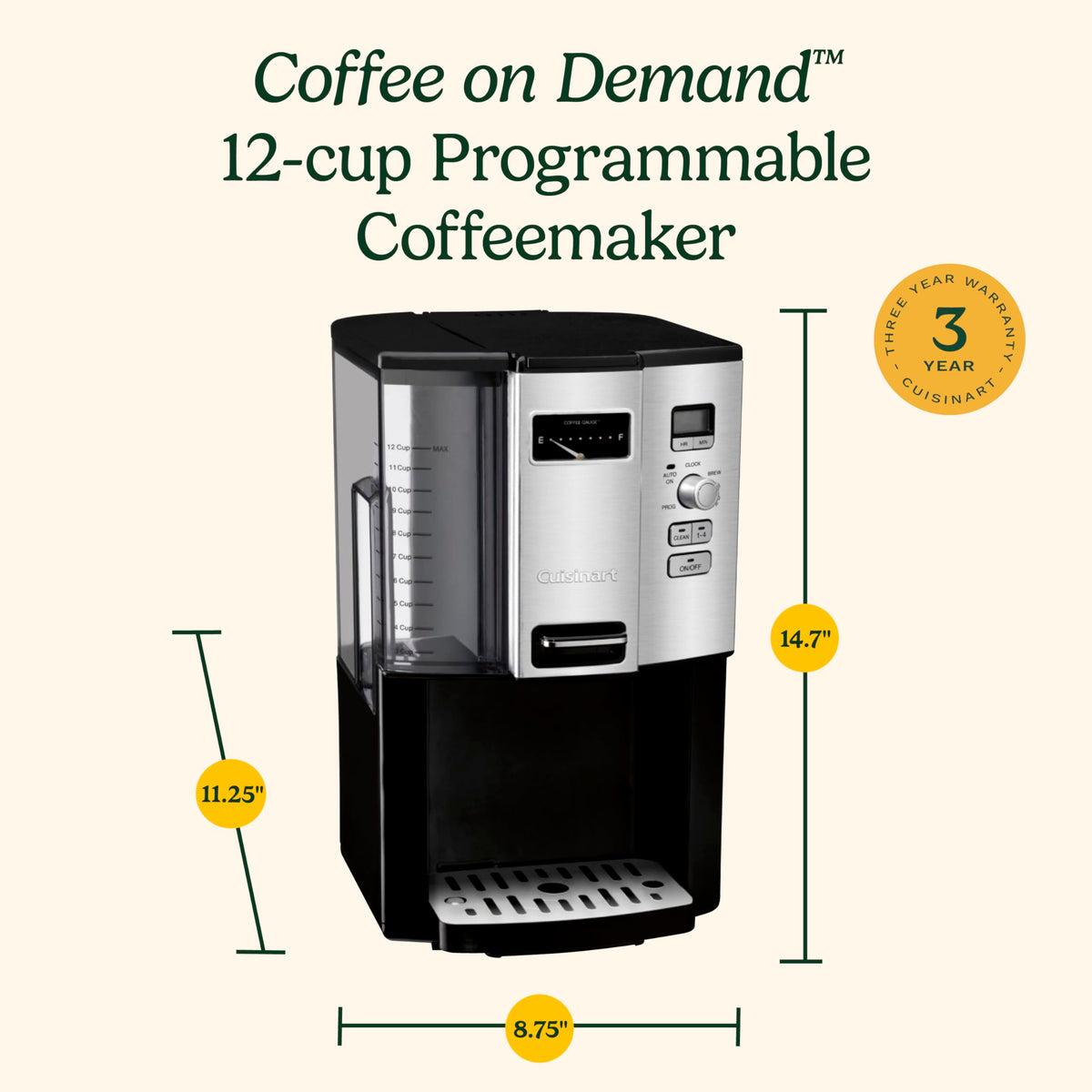 Programmable Self-Cleaning 12-cup Drip Coffee Maker Y8445