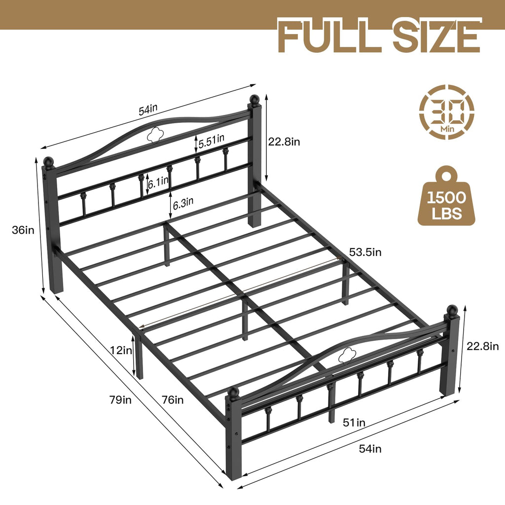 Full Size Bed Frame with Headboard T558