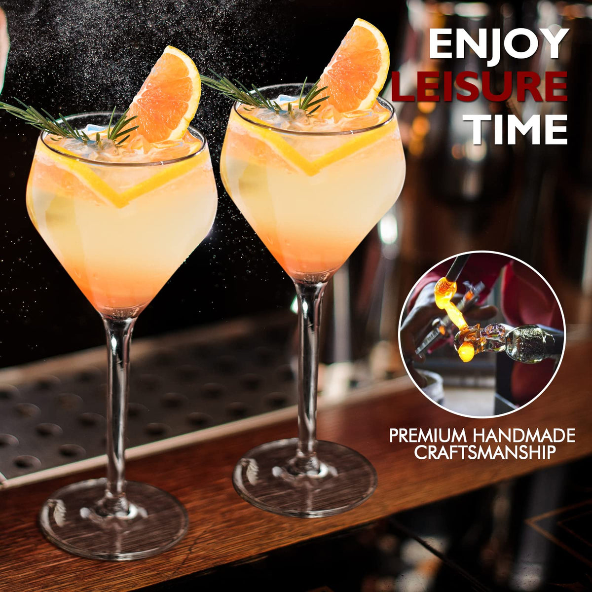Hand Blown Crystal Cocktail Glasses Set of 4 P79637