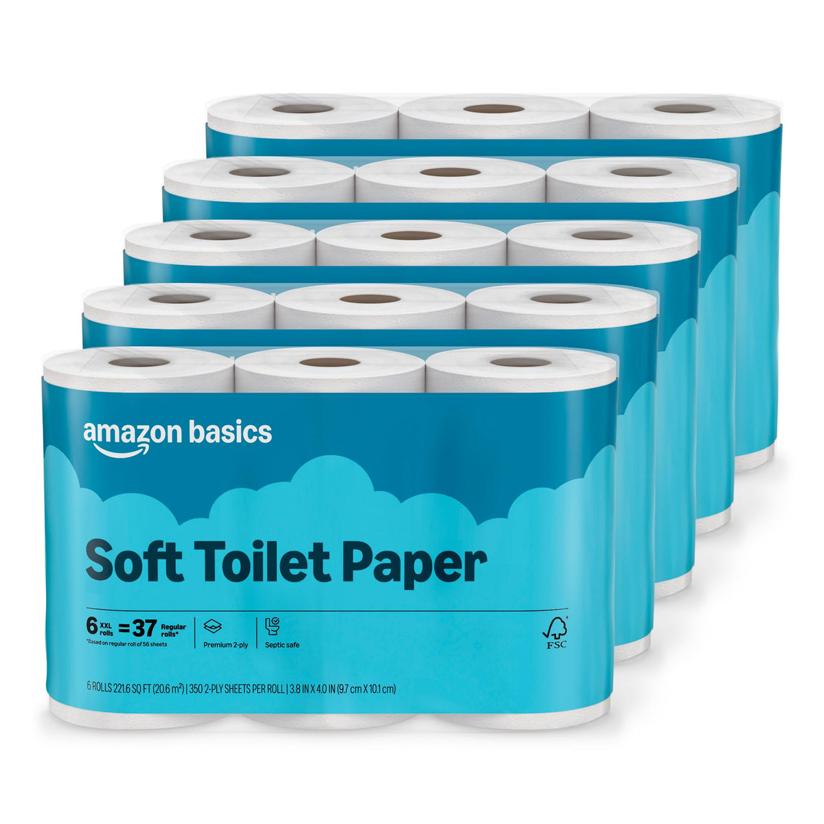 2-Ply Toilet Paper, 30 Rolls, 350 Sheets per Roll T616936