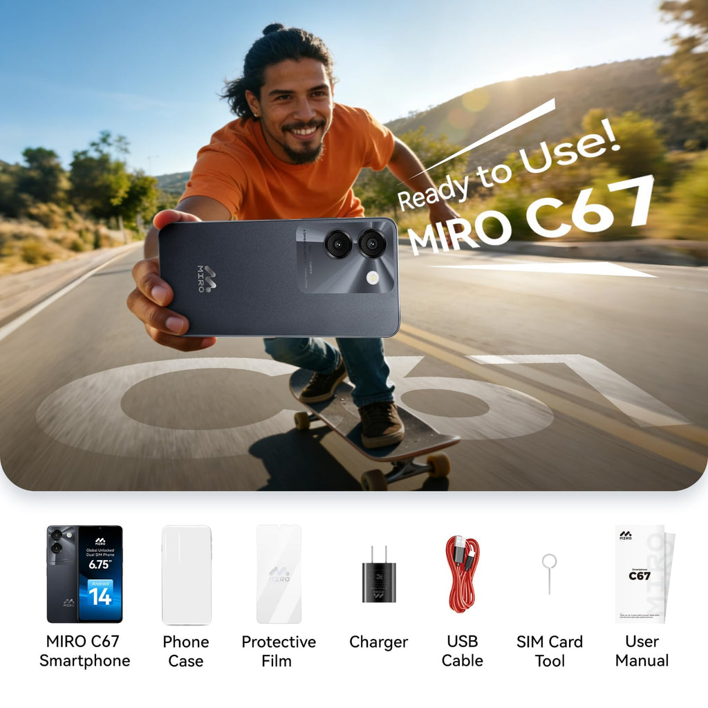 Ultra-Light 6.75" Big Screen 4G+64GB 13MP Dual Camera 4900mAh Android 14 Dual SIM Smartphone P2071