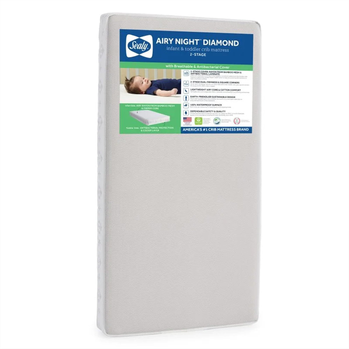 Infant & Toddler Crib Mattress, 2-Stage, Waterproof, Breathable I7487