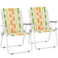 Yellow & Green Webbed Lawn Chairs Set of 2 H378323