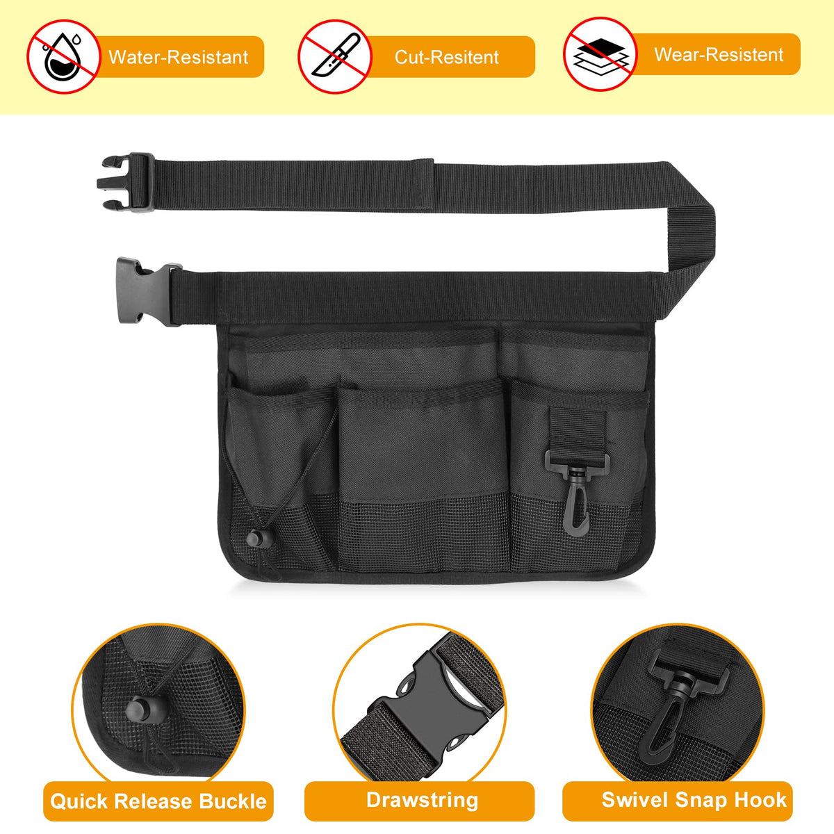 Heavy Duty Oxford Gardening Tool Waist Bag with 7 Pockets K91407