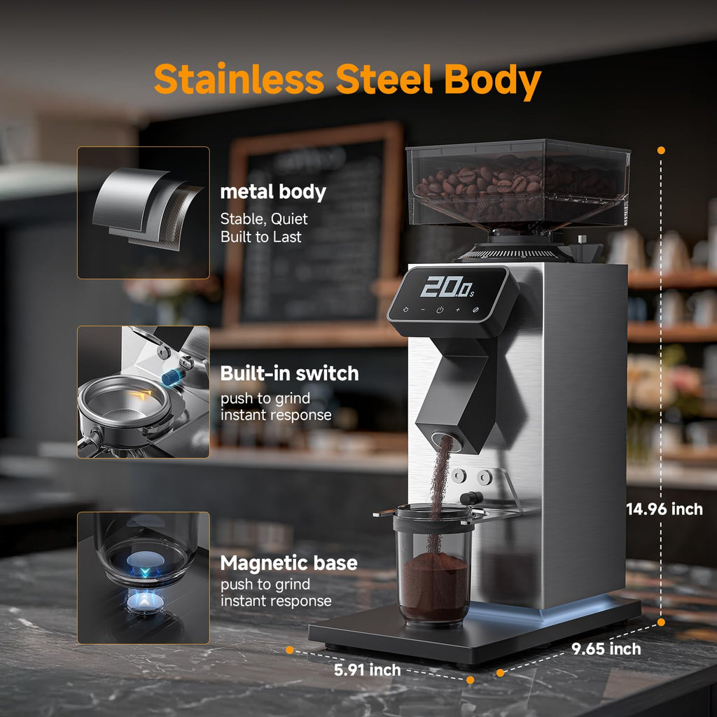 Commercial Flat Burr Espresso Bean Grinder I7607