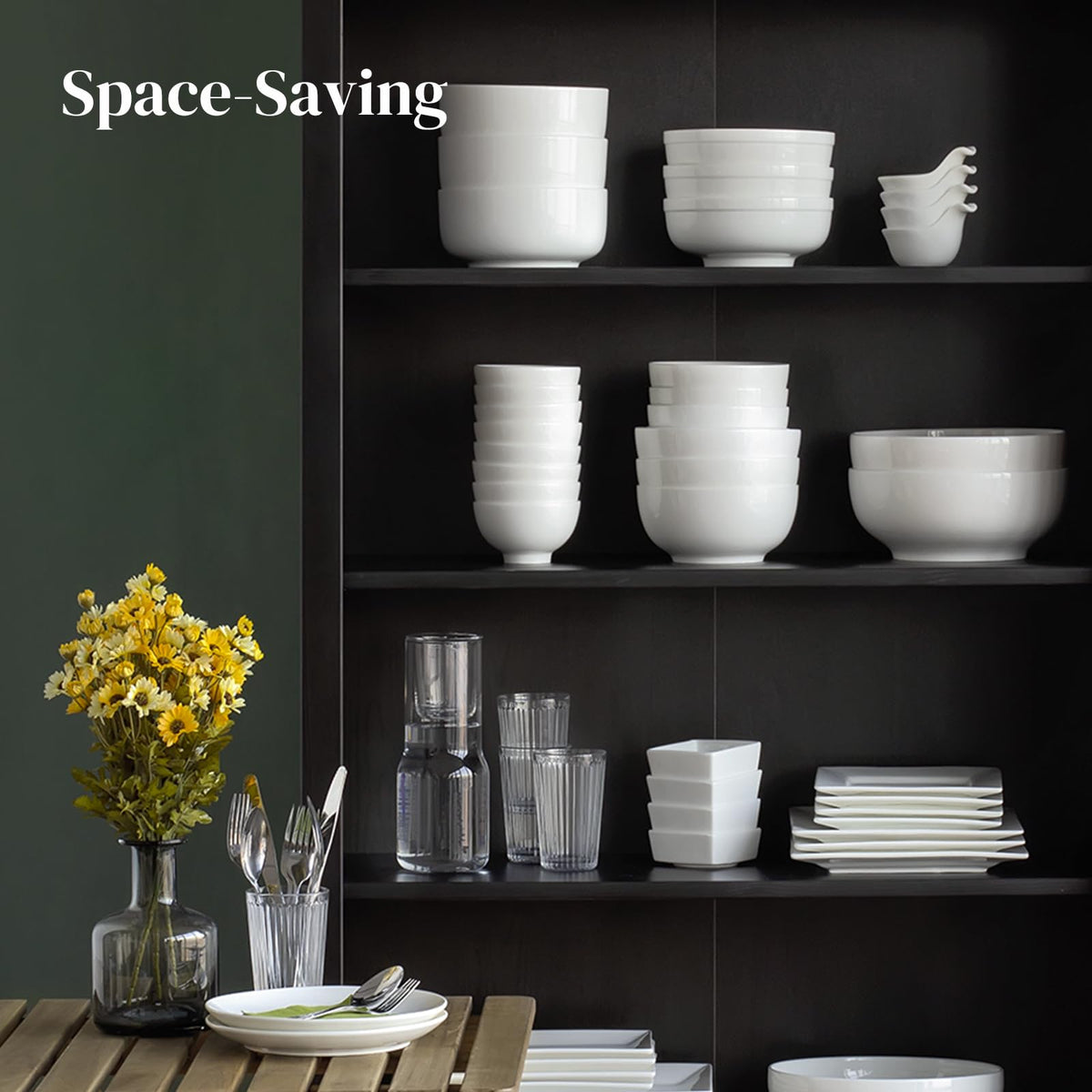 White Ceramic Bowls Set of 4 F634309