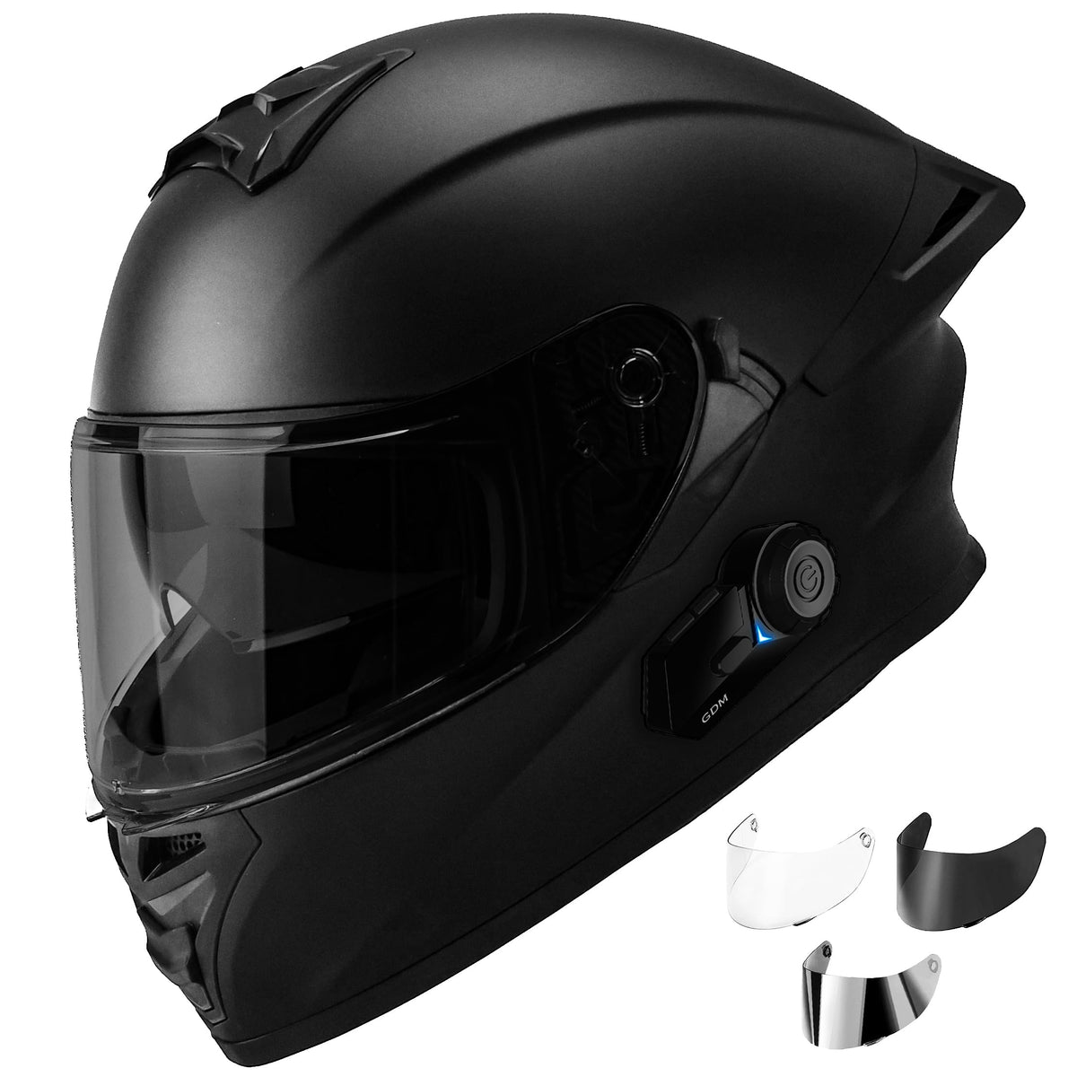 Bluetooth Full Face Motorcycle Helmet with 3 Visors T40136