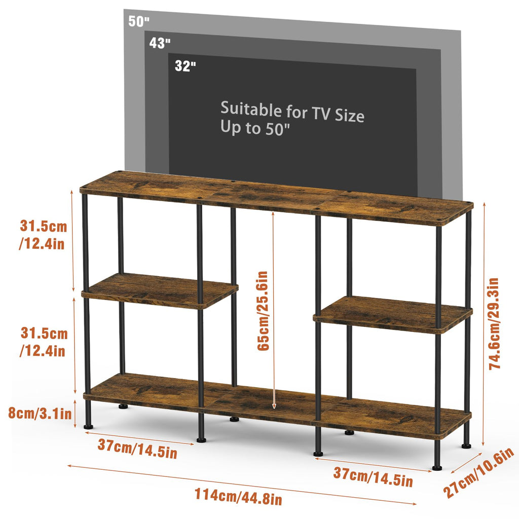 Brown 3 Tier Wood TV Stand with Storage Shelf X862614
