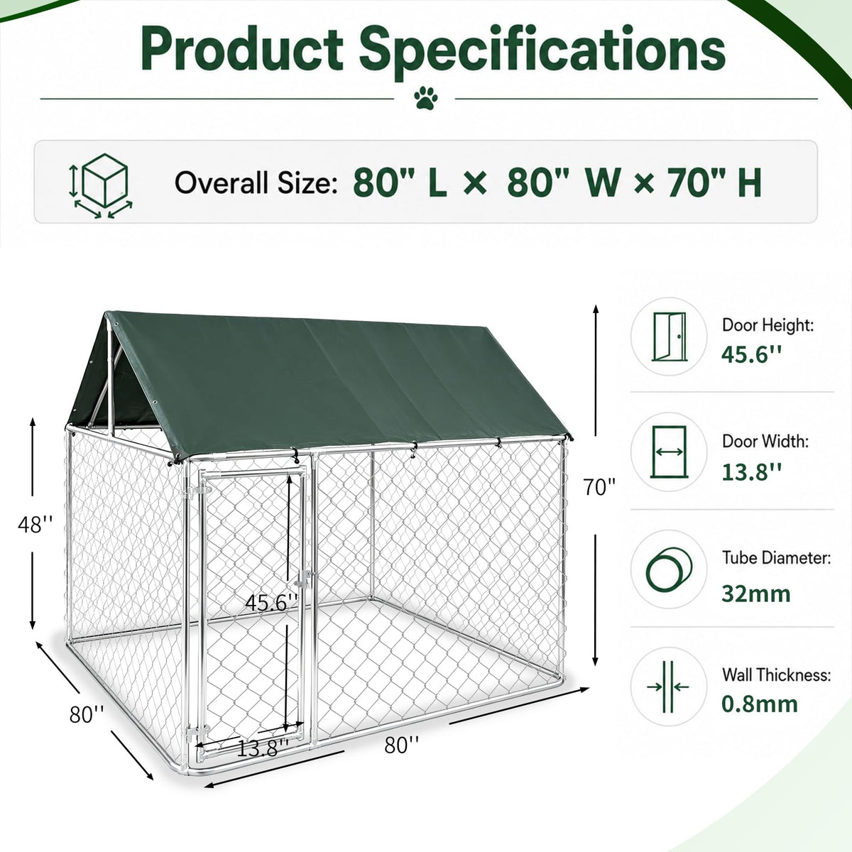 Heavy Duty Outdoor Dog Kennel Galvanized Steel Enclosure P15947