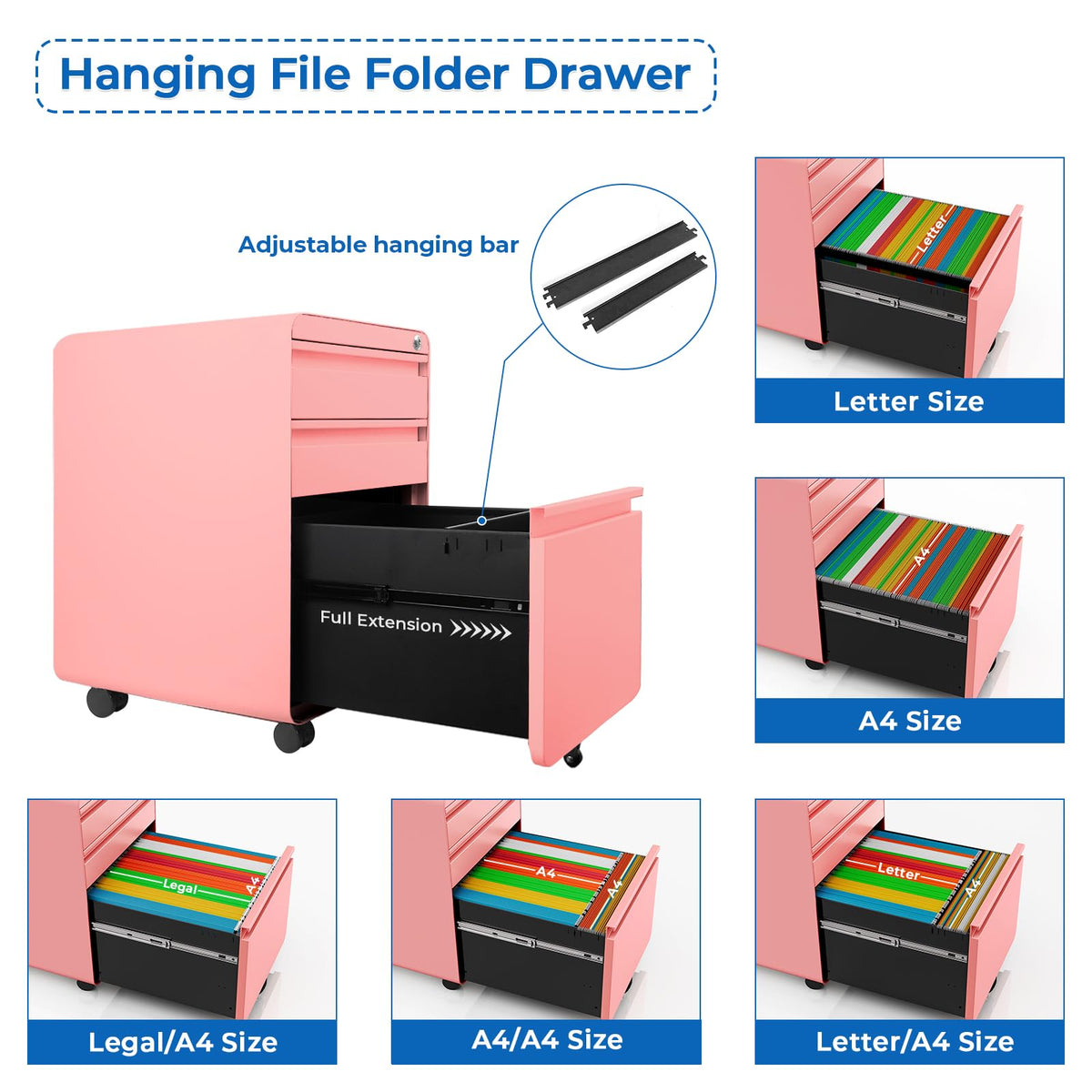 3 Drawer Metal Rolling File Cabinet O41366