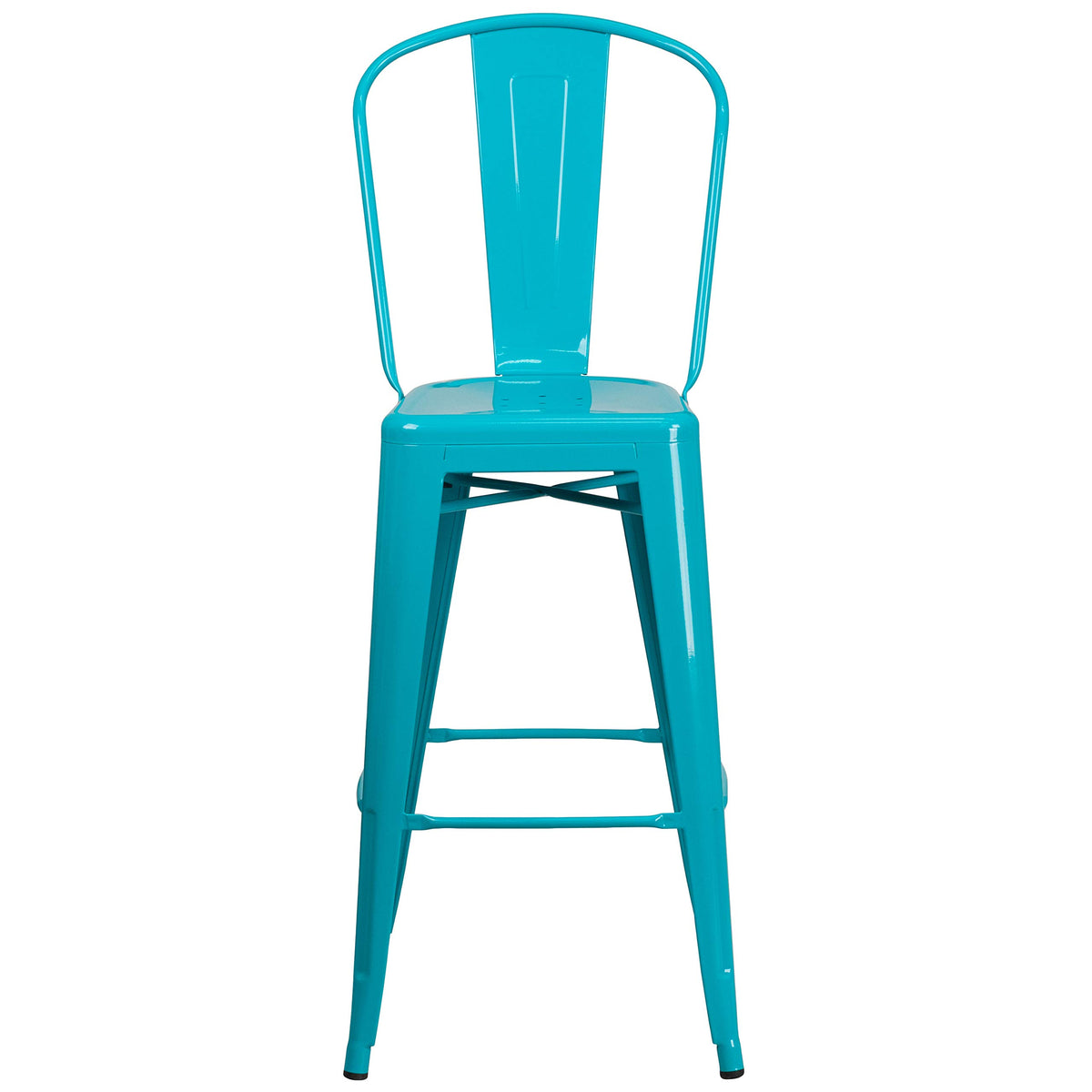 30" Teal-Blue Metal Barstool with Back, 4-Pack Y1880