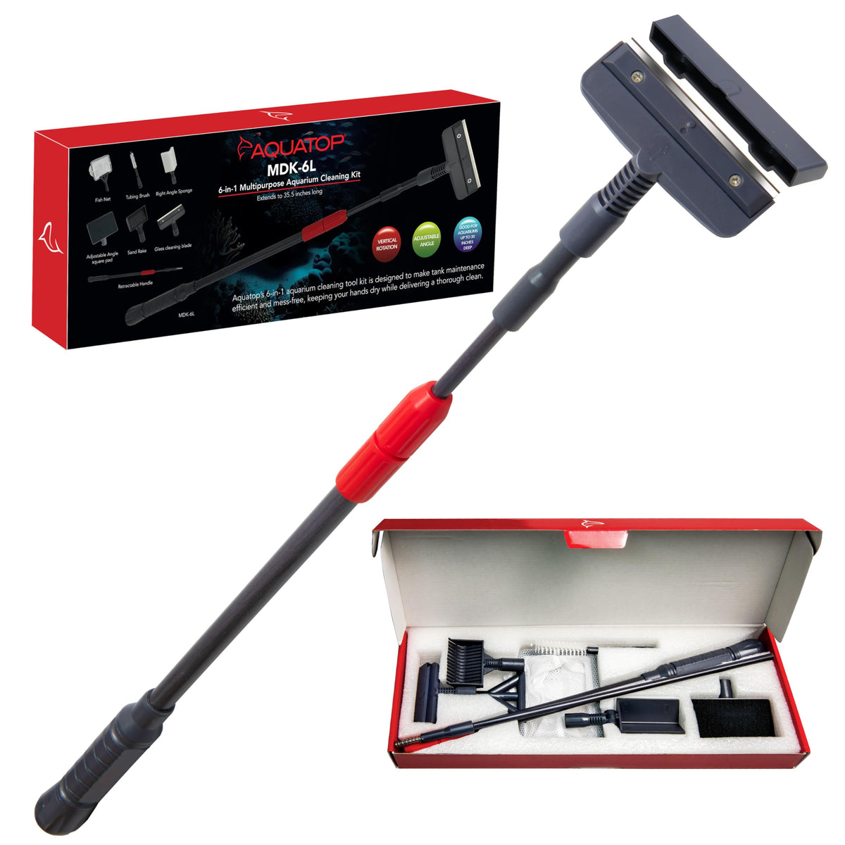 6-in-1 Aquarium Cleaning Kit with Extendable Handle D22214