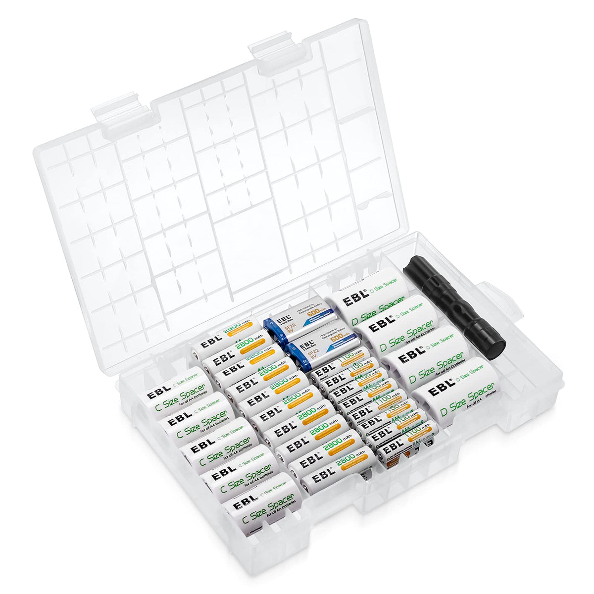 Rechargeable Batteries with Battery Organizer Storage Box G8369