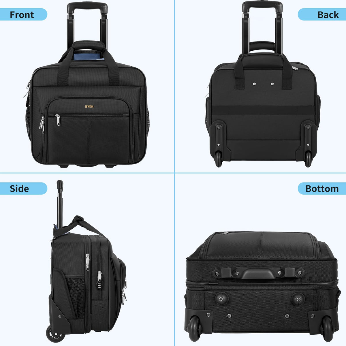 Water-Resistant 17.3" Rolling Laptop Bag with RFID Pocket X724