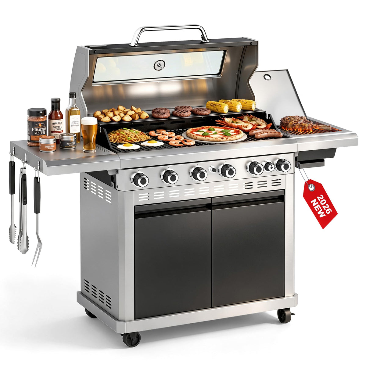 6 Burner Propane Gas Grill with Infrared Side Burner X721