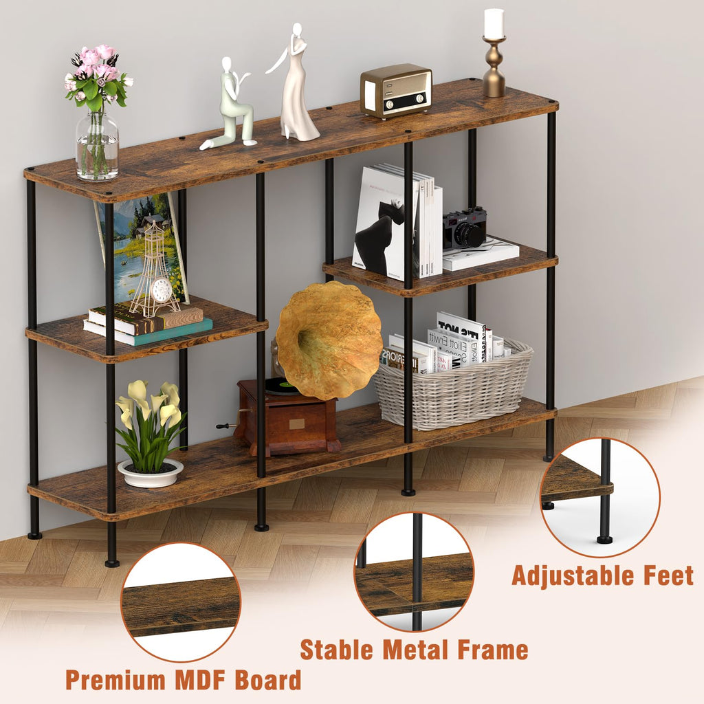 Brown 3 Tier Wood TV Stand with Storage Shelf X862614