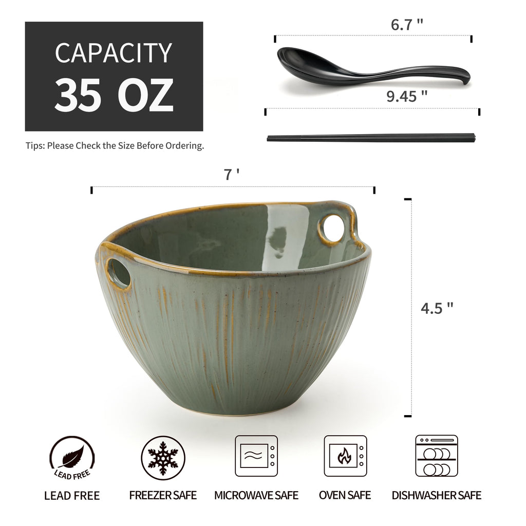 7 Inch Ceramic Ramen Bowl Set of 2 P74276