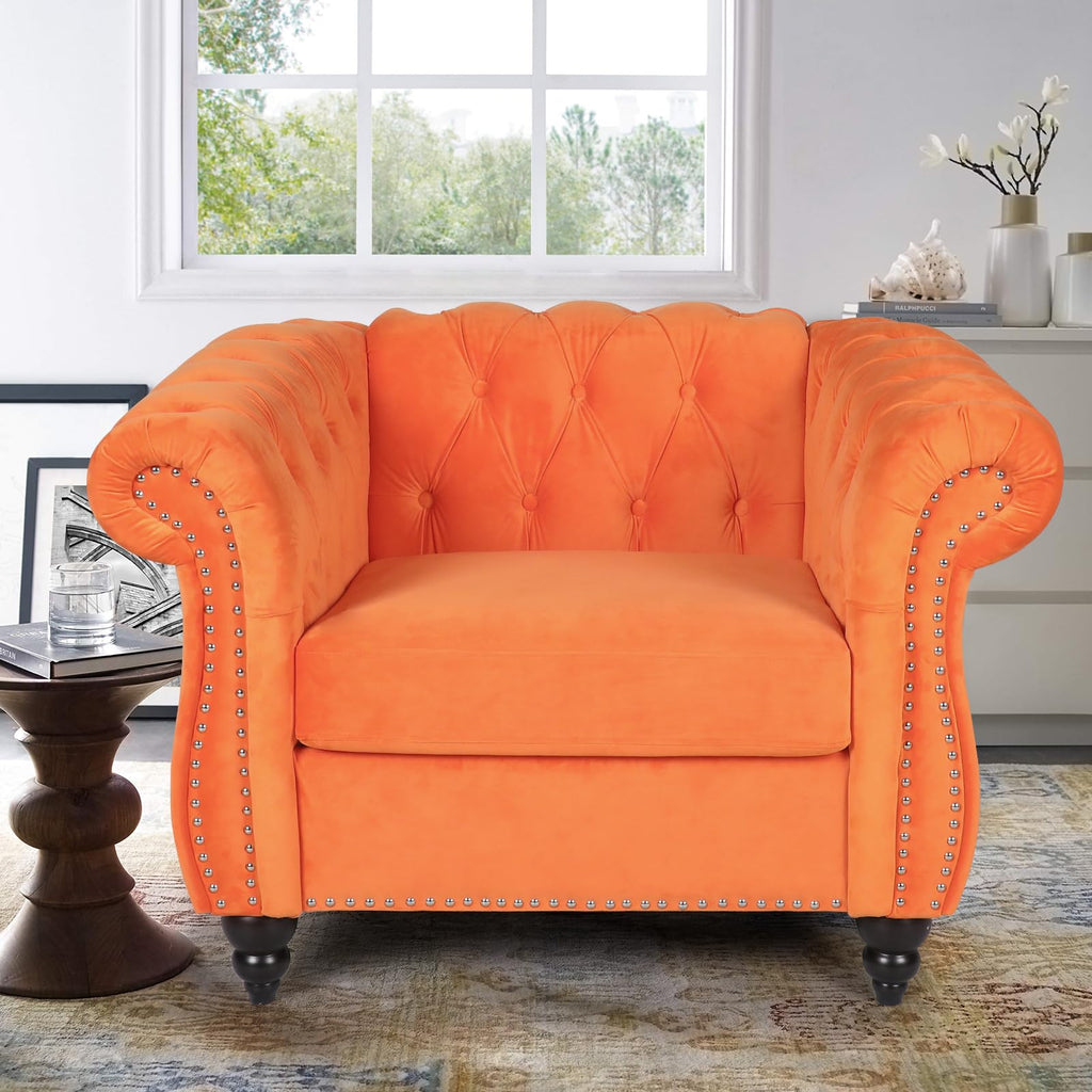 Orange Velvet Accent Chair K113