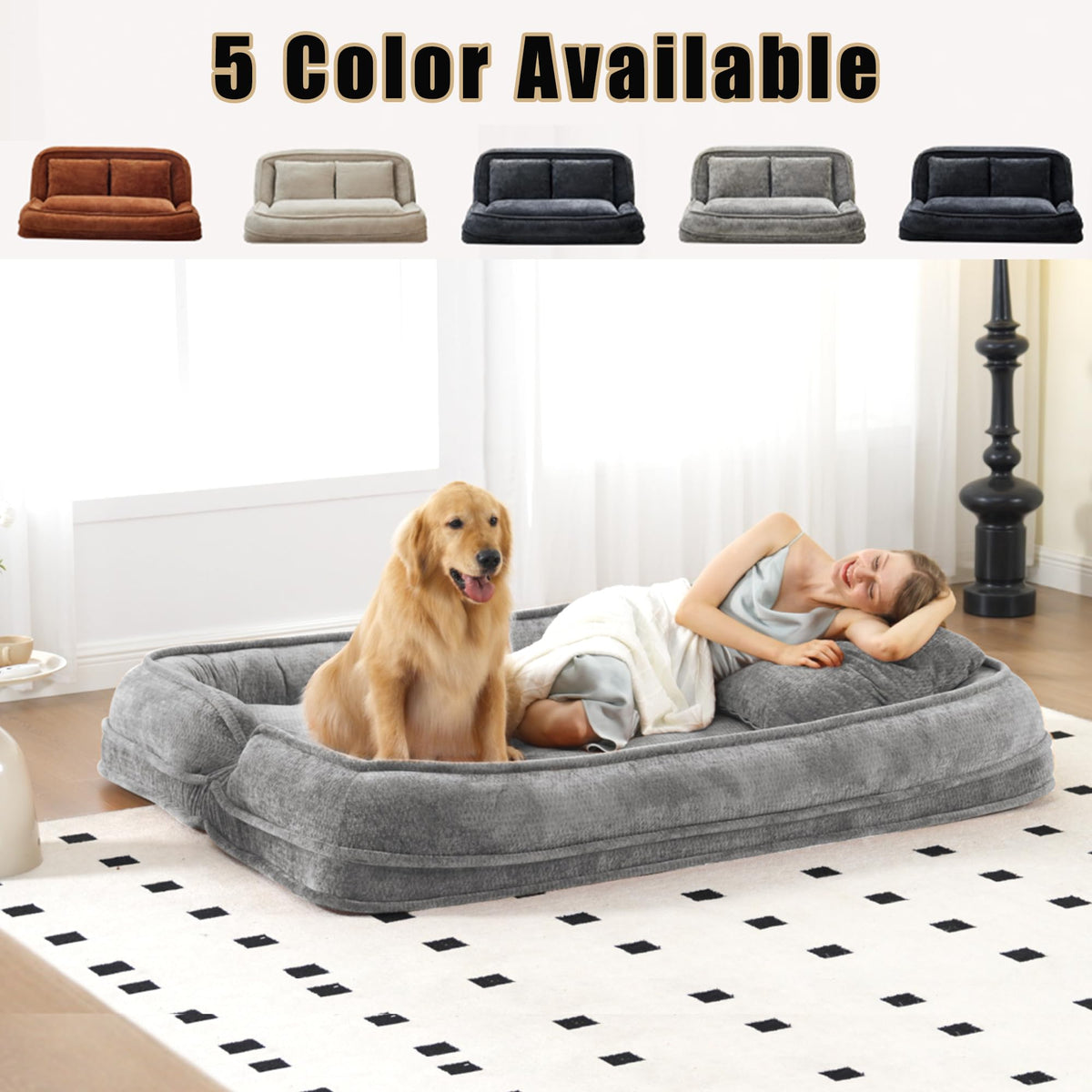 Light Gray Folding Floor Sofa Bed S655663