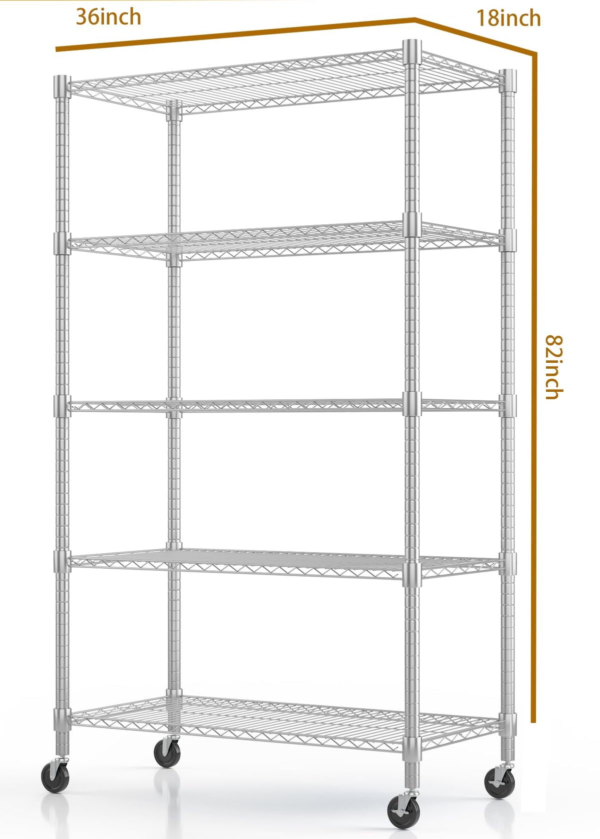 5-Tier Adjustable Steel Wire Shelving with Wheels I207