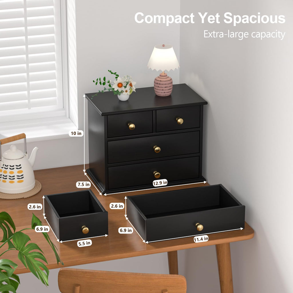 Oak Wooden Desk Organizer with Drawers O881