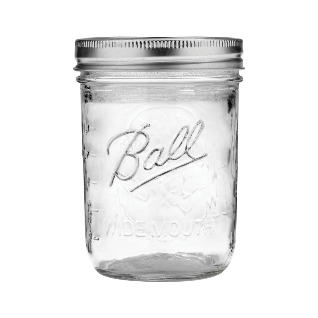 Wide Mouth Glass Mason Jars with Lids and Bands, Pint Size 16 Ounce (Pack of 8) H58686