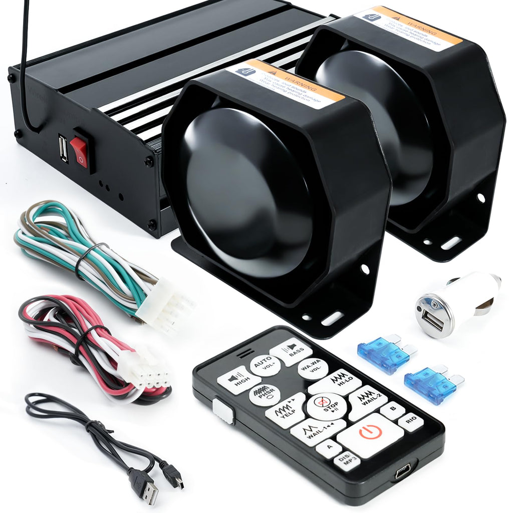 400W 12V Emergency Siren PA System with Wireless Remote and Microphone U255098
