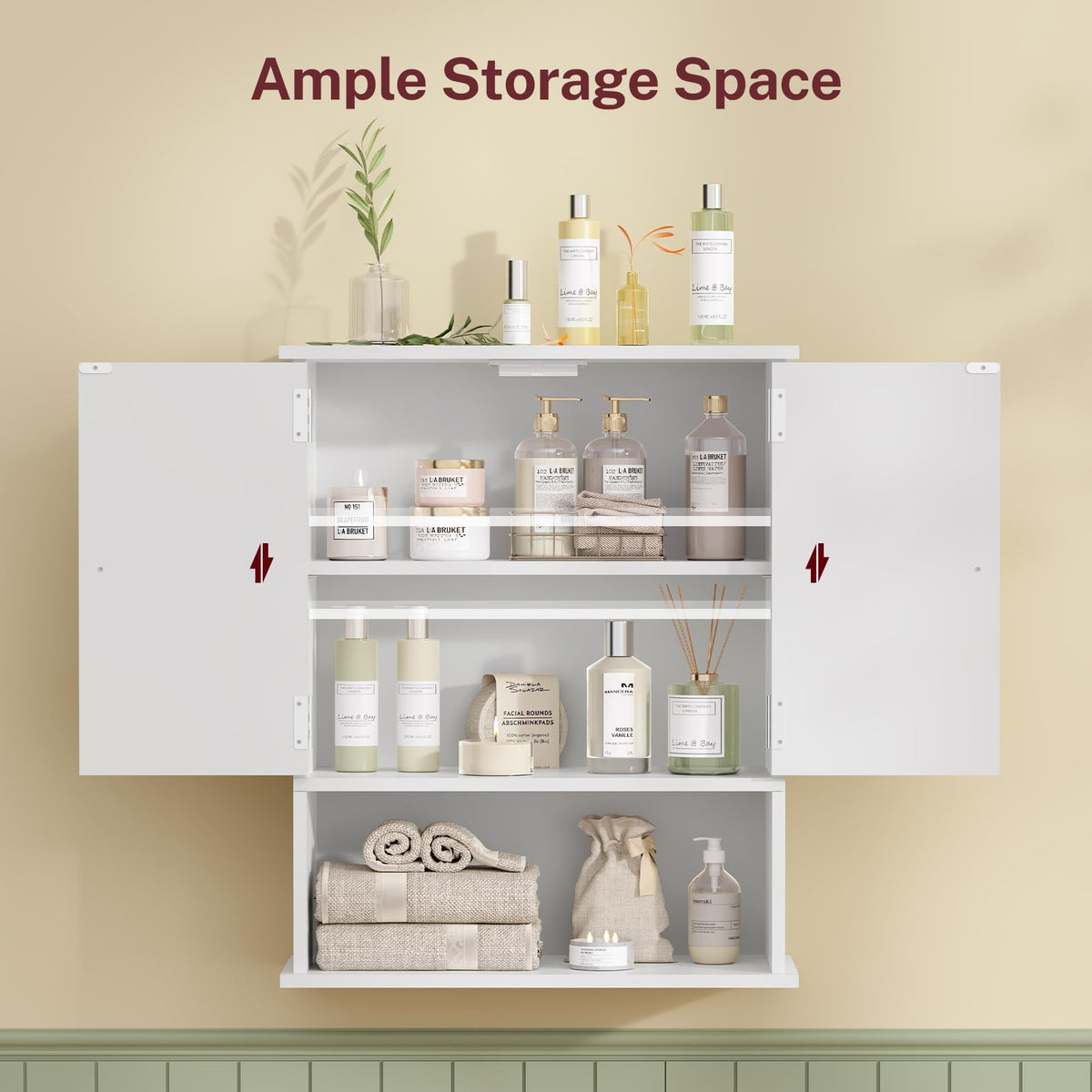 White Over The Toilet Bathroom Wall Cabinet with Adjustable Shelf U534973
