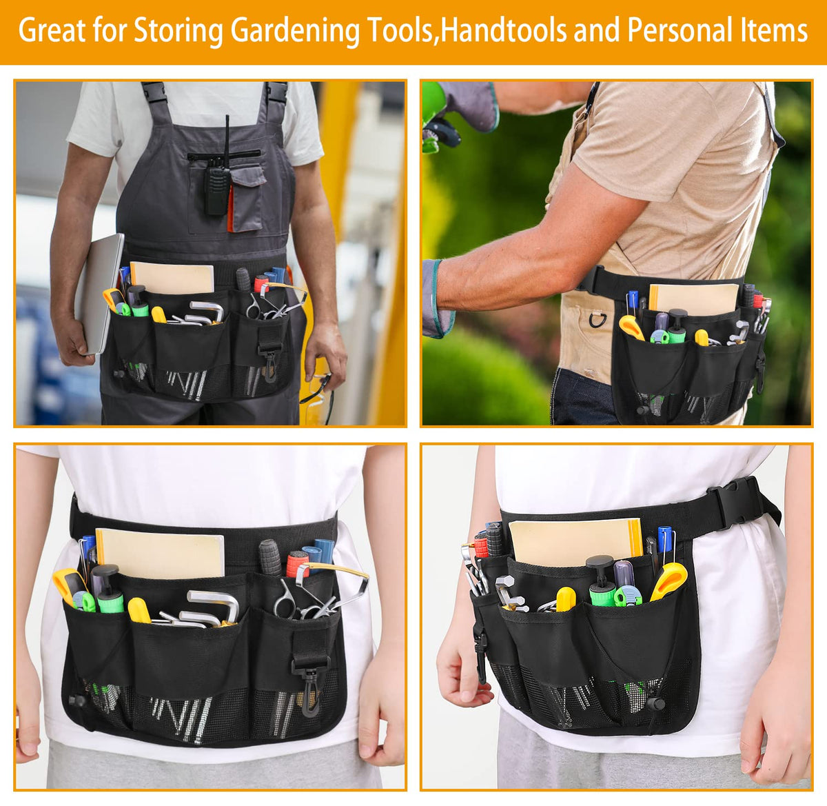 Heavy Duty Oxford Gardening Tool Waist Bag with 7 Pockets K91407