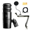 Hypercardioid Dynamic Podcast Microphone Bundle with Pop Filter, Boom Arm, XLR Cable D576466