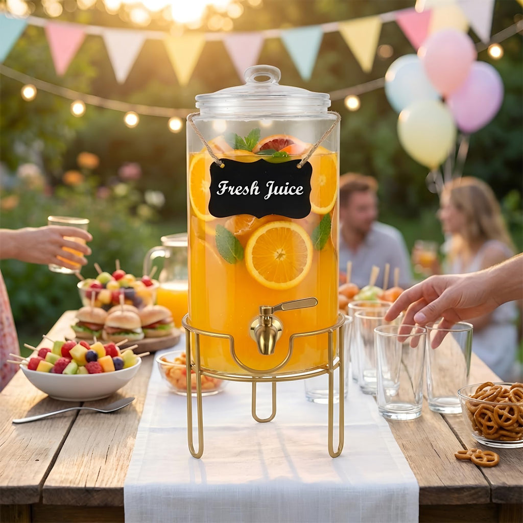 1 Gallon Glass Drink Dispenser with Stainless Steel Spigot C809