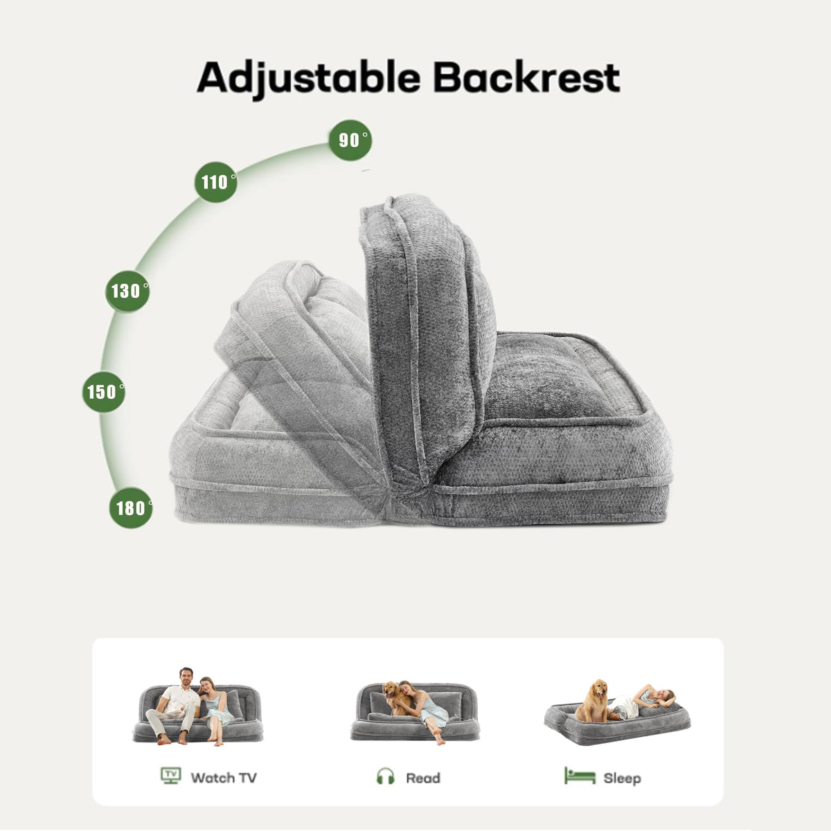 Light Gray Folding Floor Sofa Bed S655663