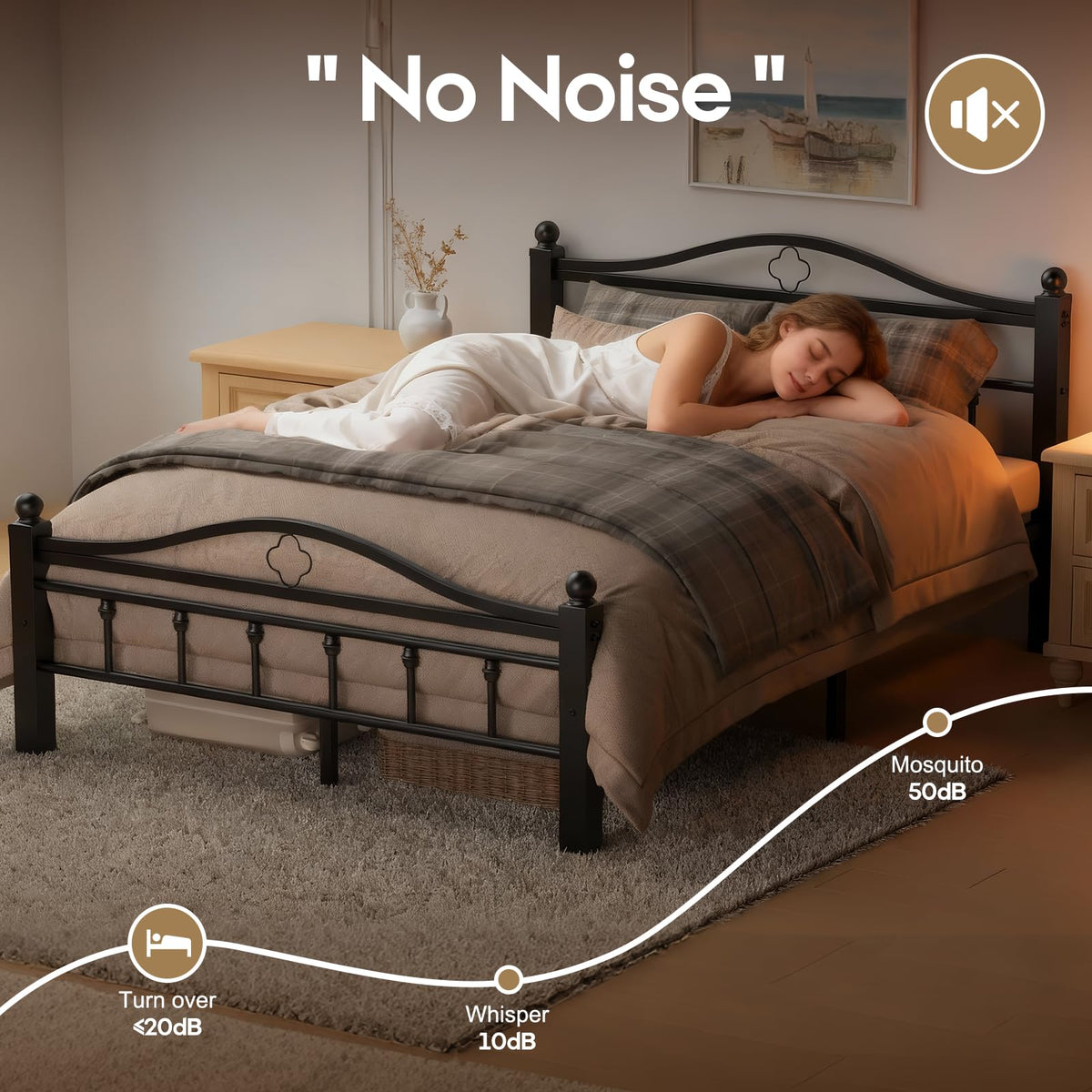 Full Size Bed Frame with Headboard T558