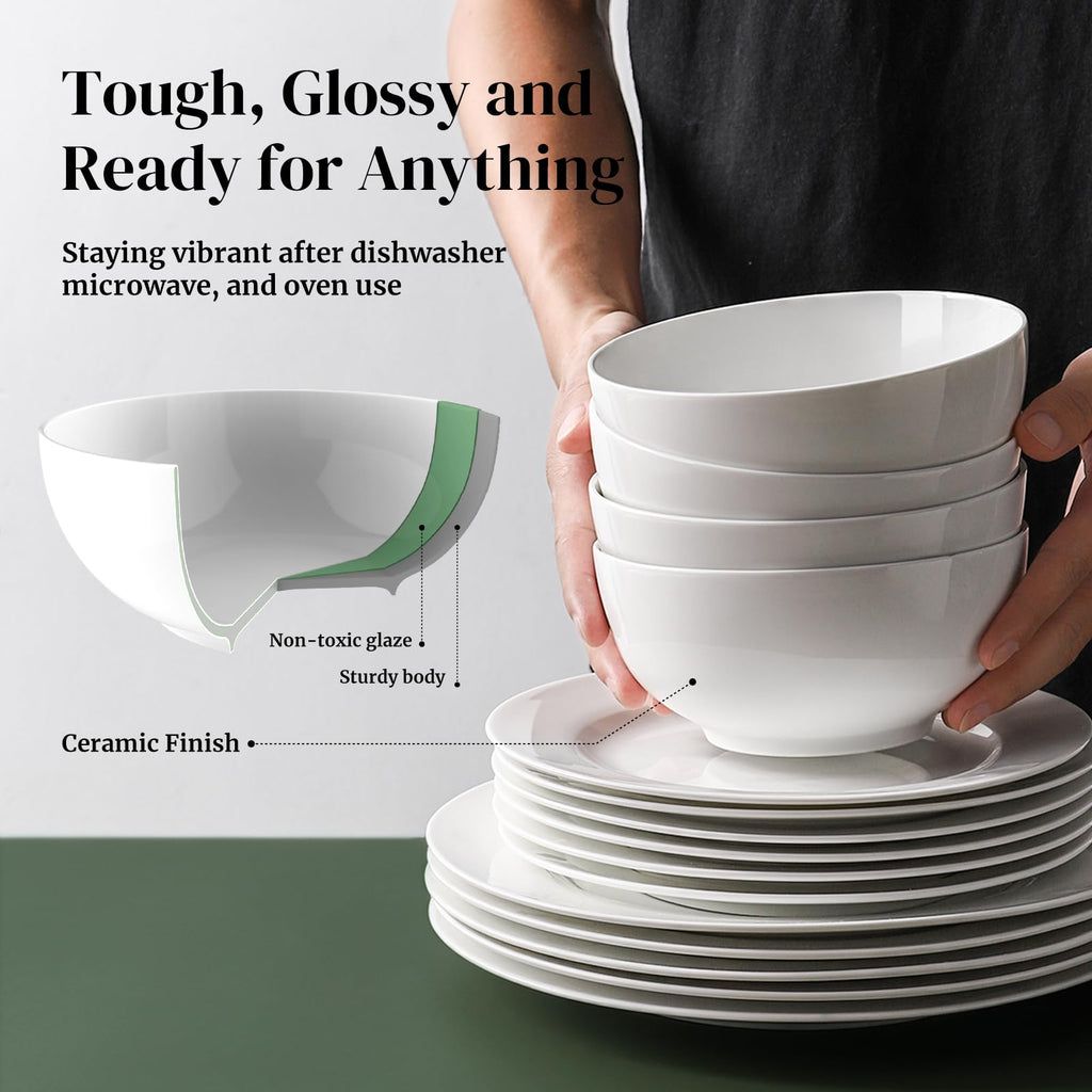 White Ceramic Bowls Set of 4 F634309