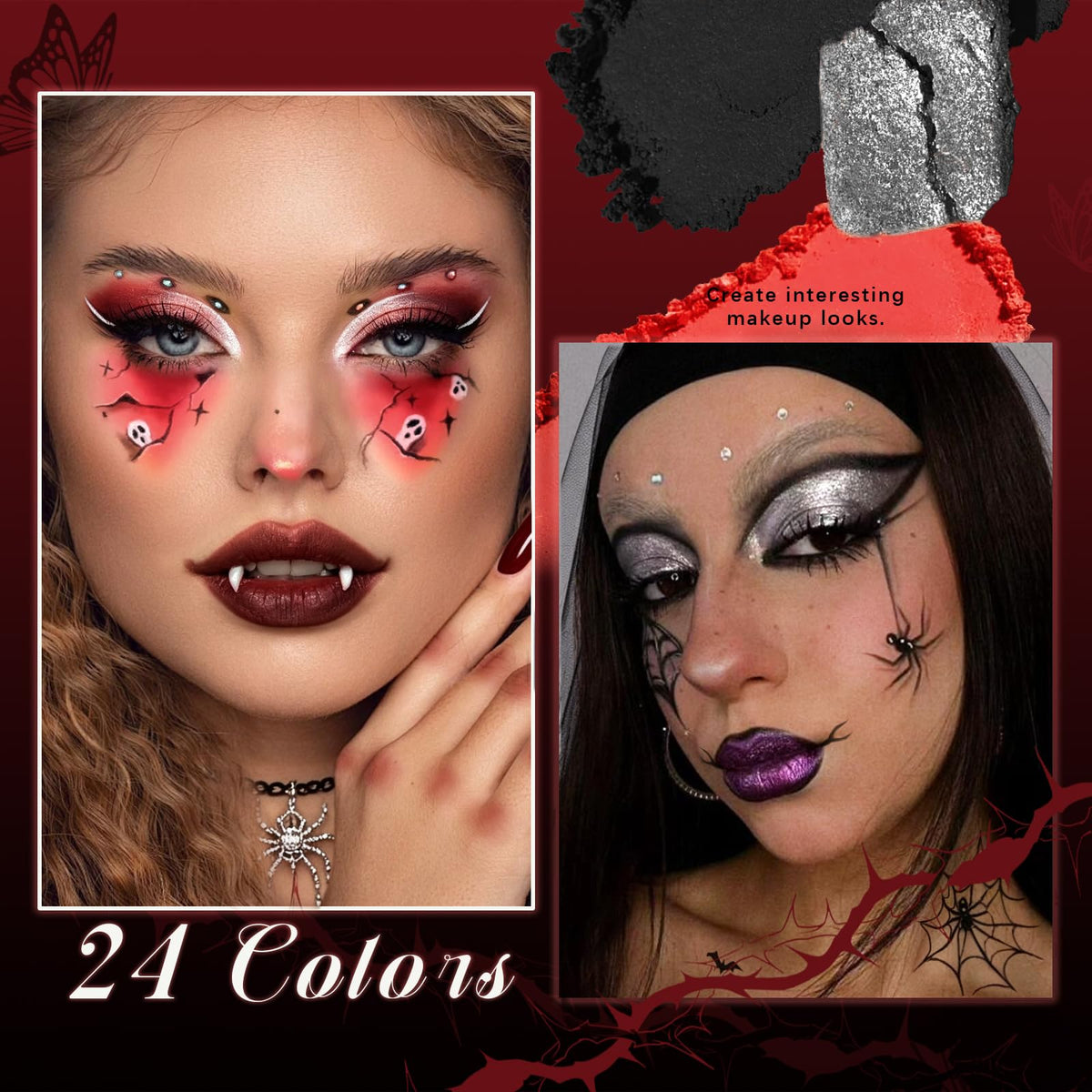 Dark Red Black Burgundy Gray Eyeshadow Palette I8791