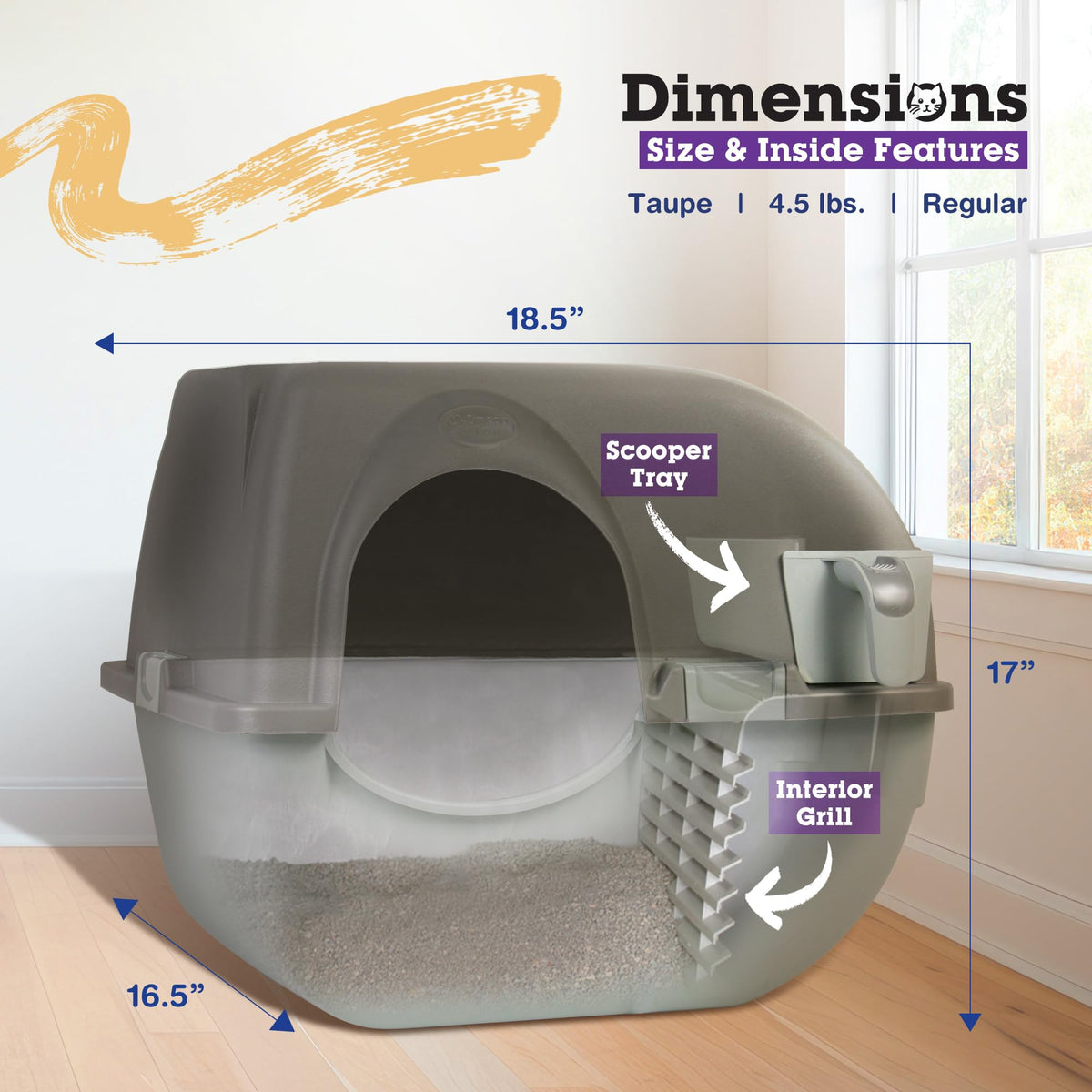 Self Cleaning Litter Box Regular Size Grey Z3992