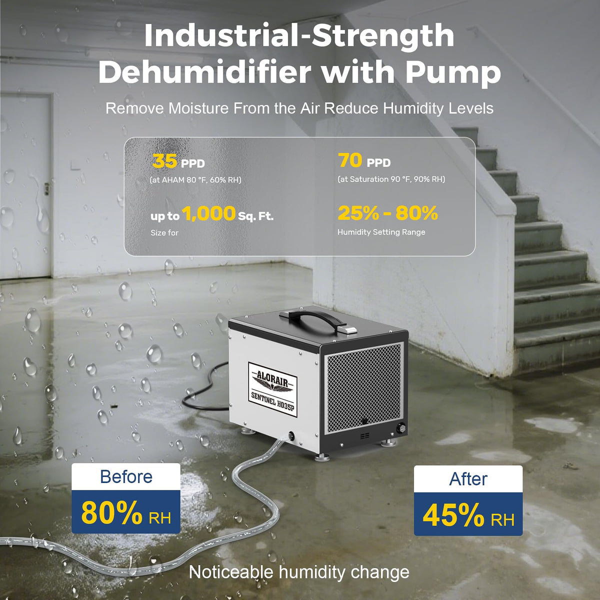 70 Pints Crawlspace Dehumidifier with Pump U19627