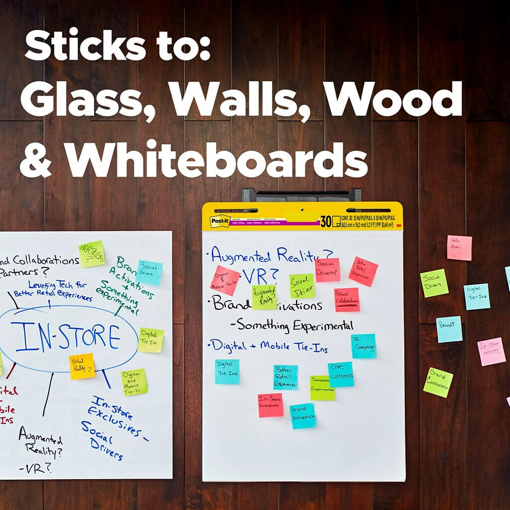 Super Sticky Wall Easel Pad, 25" x 30", 20 Sheets/Pad, 6 Pads/Pack W185