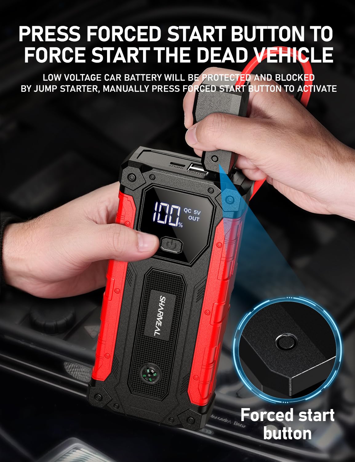 8000A 12V Portable Jump Starter with PD 30W Charger H78933