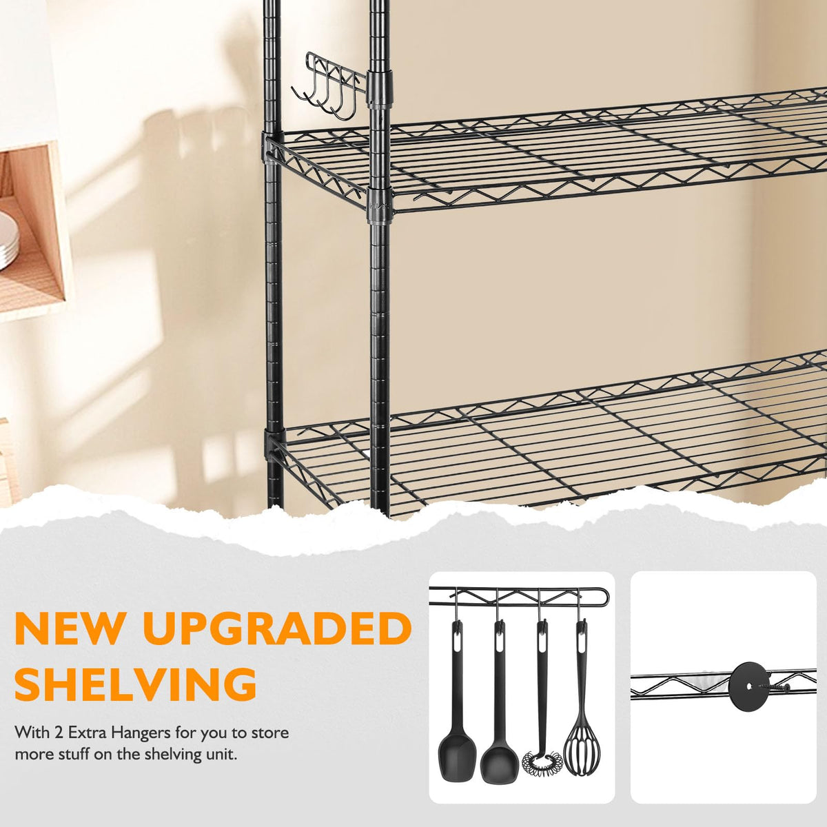 6 Tier Heavy Duty Adjustable Metal Wire Shelving Rack with Wheels, Black P408