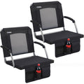 2 Pack Black Stadium Seats with Back Support & Armrests J7606