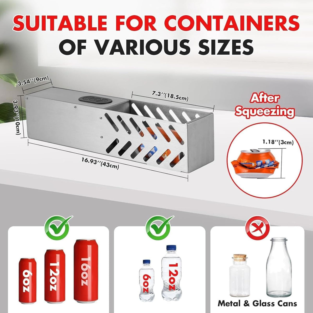 Heavy Duty Stainless Steel Electric Can Crusher Y60343