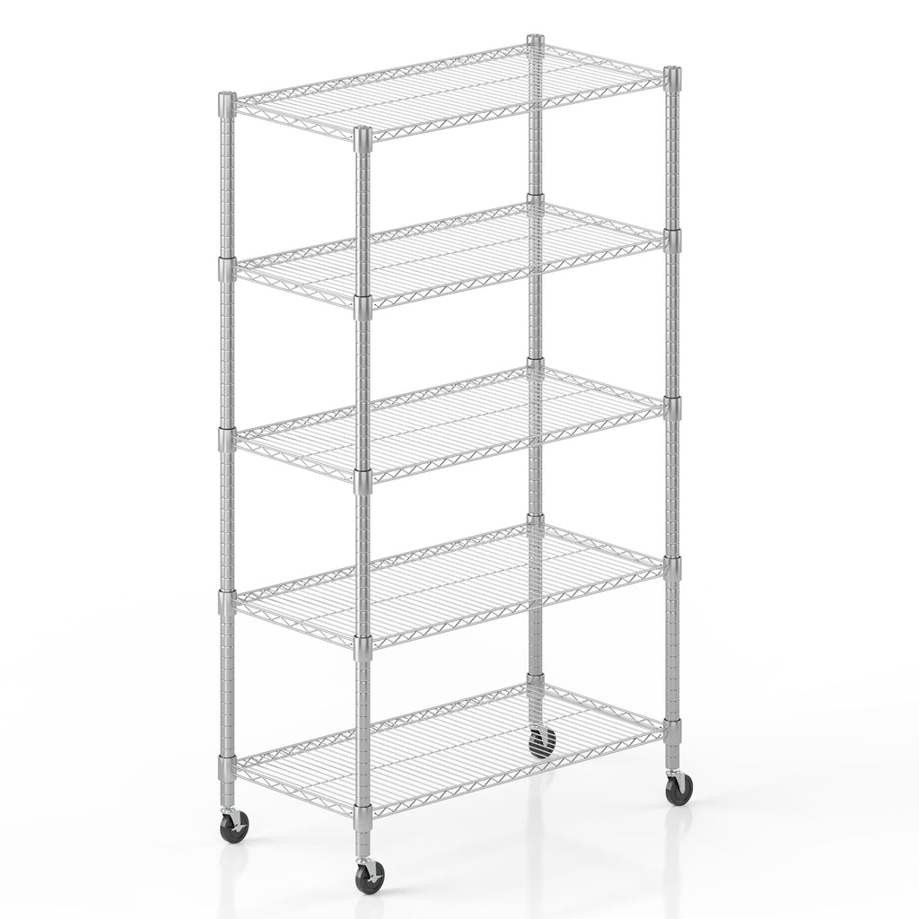 5-Tier Adjustable Steel Wire Shelving with Wheels I207