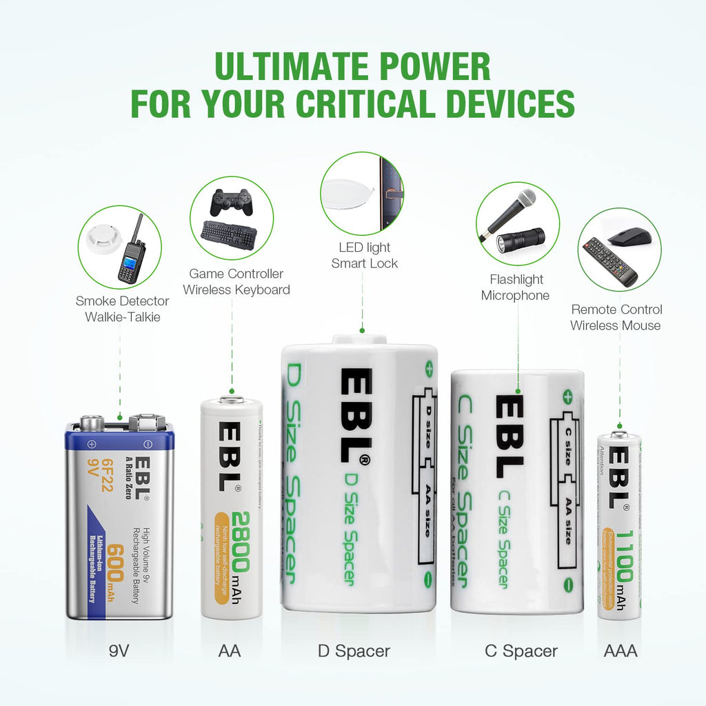 Rechargeable Batteries with Battery Organizer Storage Box G8369