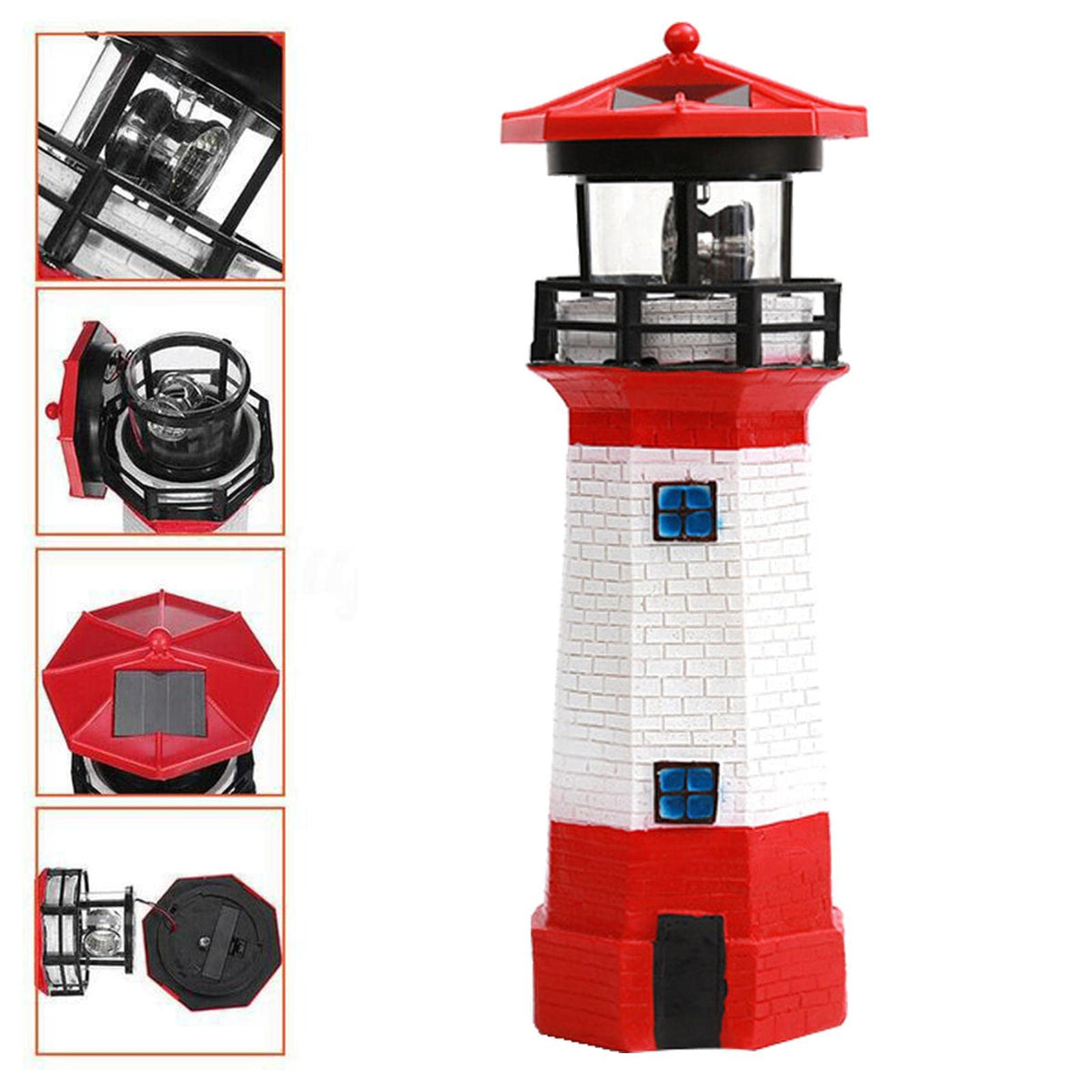 Solar Powered LED Rotating Lighthouse Light F4580