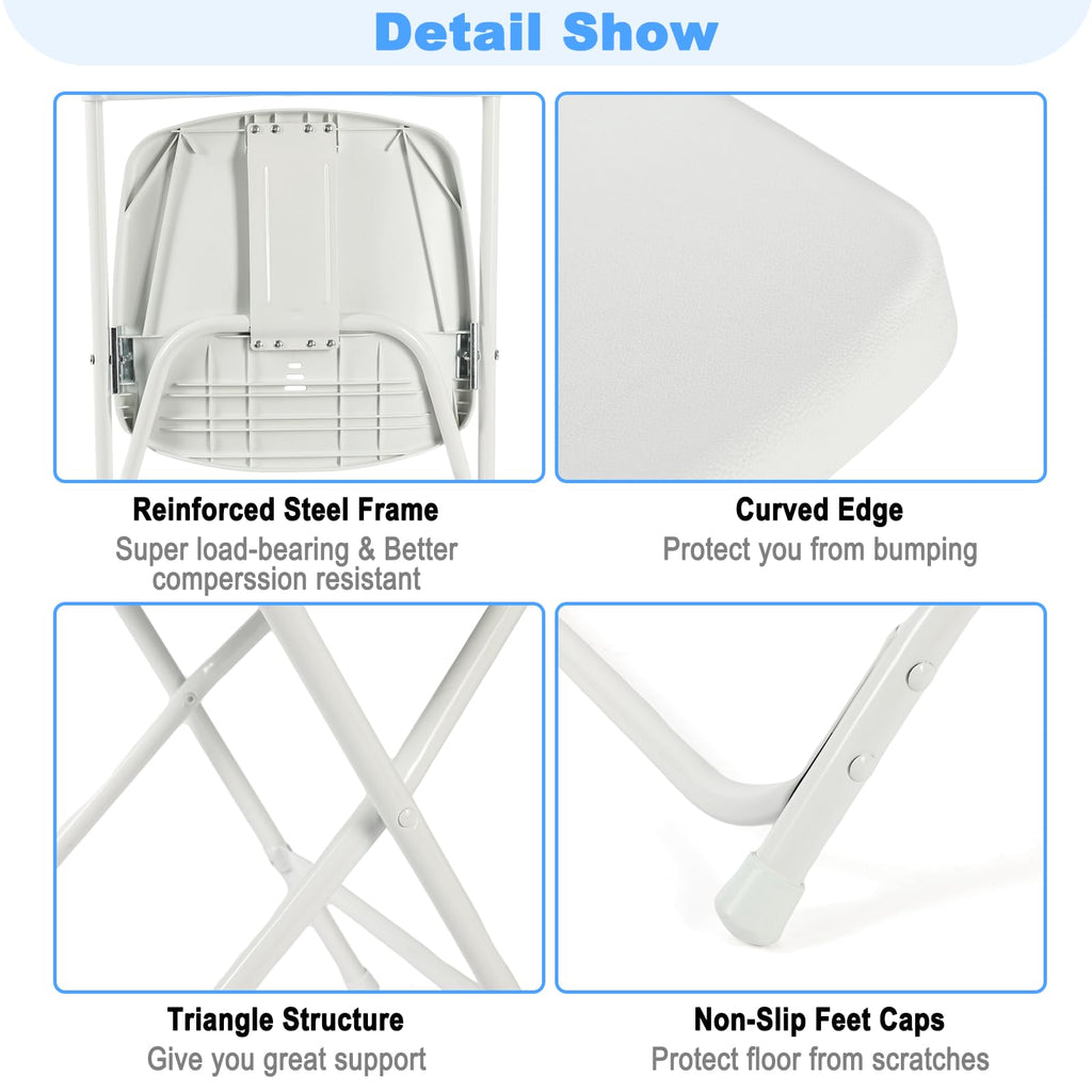White Plastic Folding Chairs, 10 Pack C2413