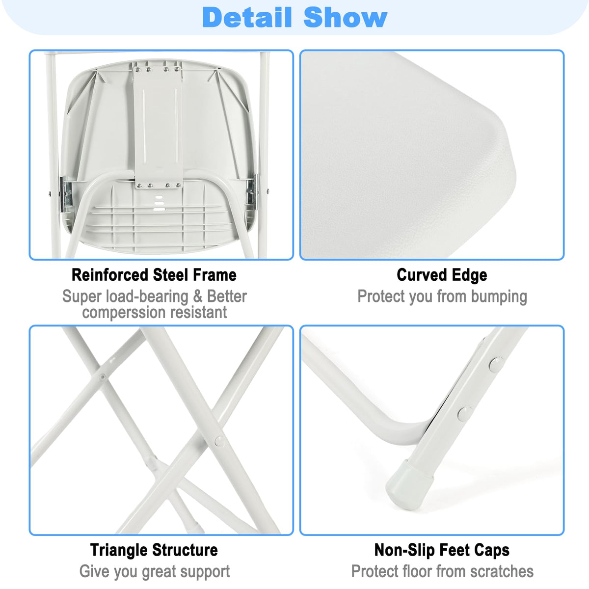 White Plastic Folding Chairs, 10 Pack C2413